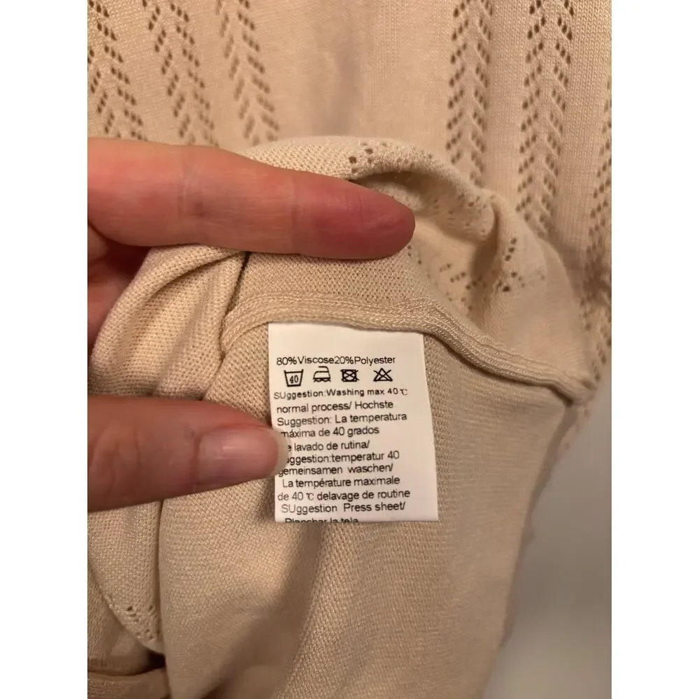 COOFANDY Polo Shirt Mens Small Tan Knit Button Down Short Sleeve Viscose NWT